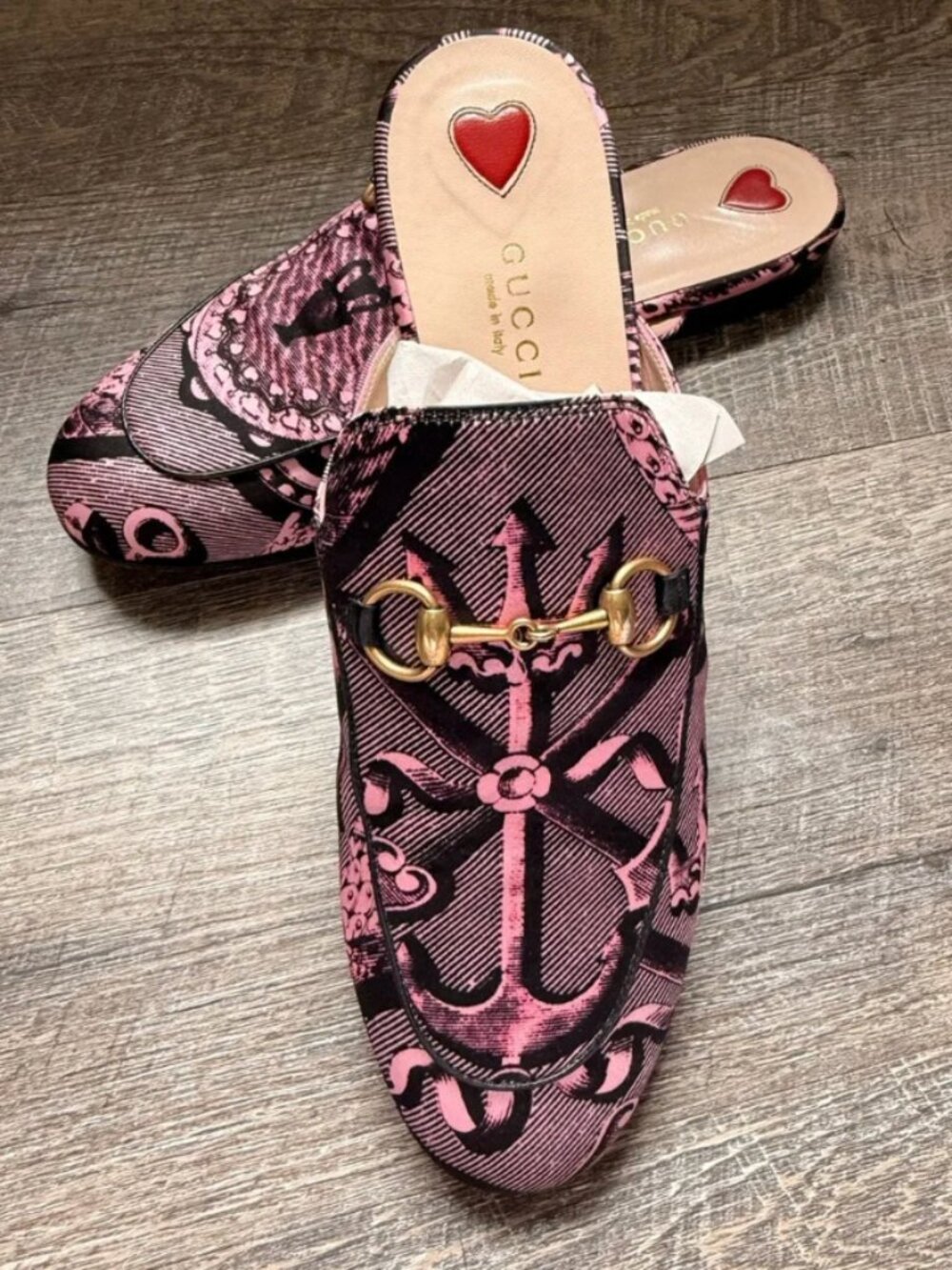 EUC Gucci Gold tone Horse bit Mules size 7